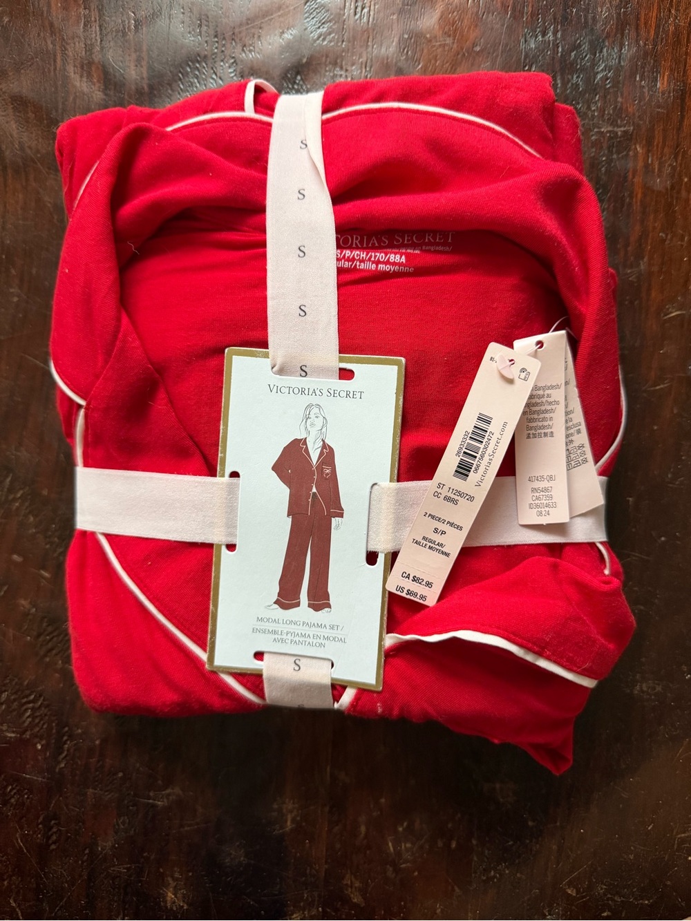 Victoria's Secret Red Pajama Set with White Piping